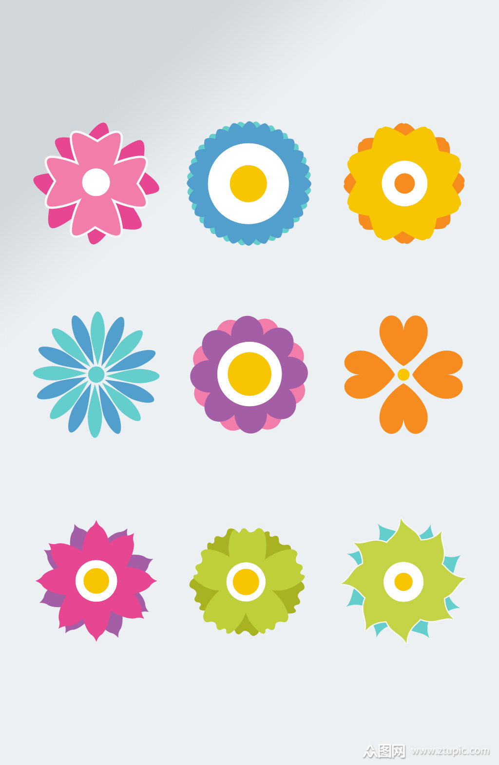 彩色可爱花朵形状素材