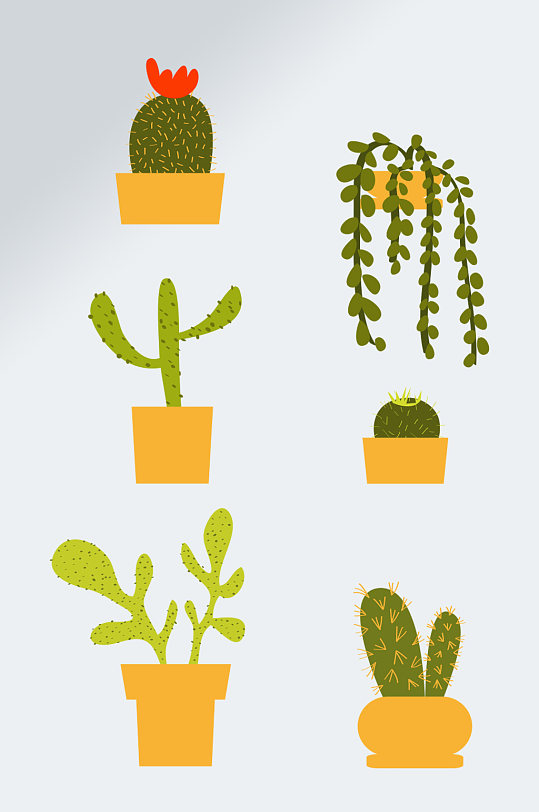 手绘仙人掌盆栽素材