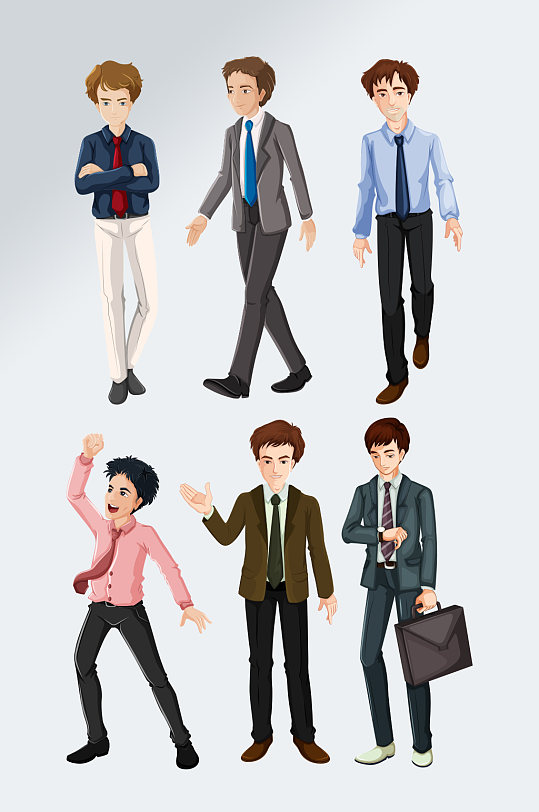 西装休闲男孩插画素材