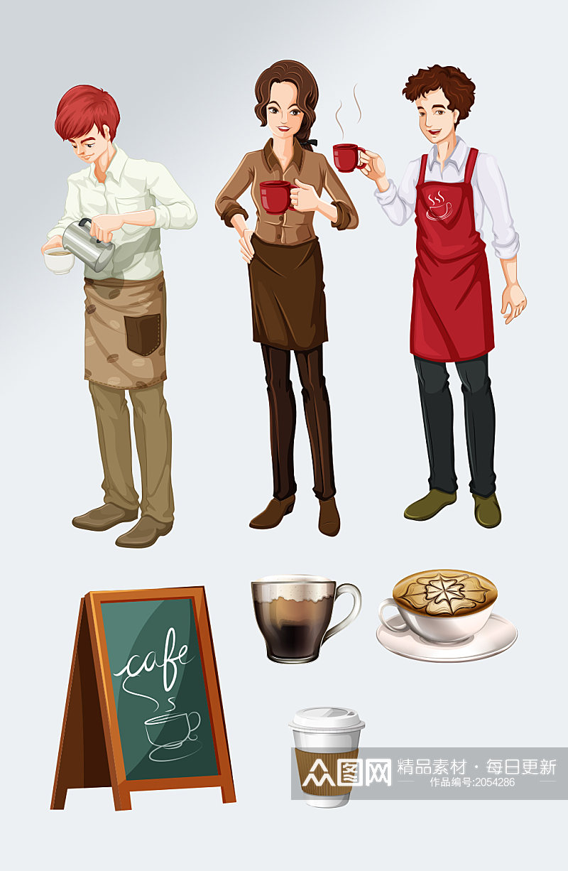 咖啡店人物插画素材素材