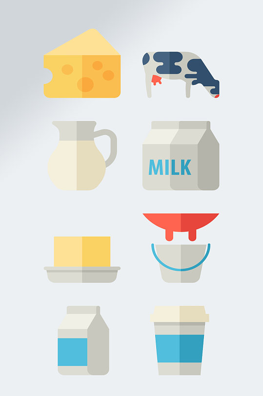 手绘早餐白色纯牛奶元素-众图网