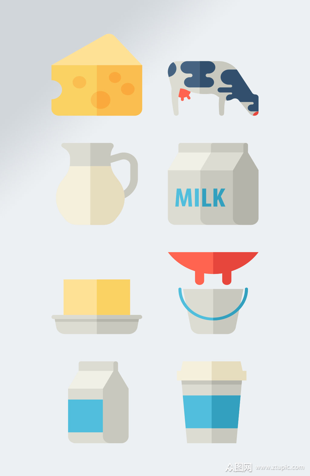 手绘早餐白色纯牛奶元素素材