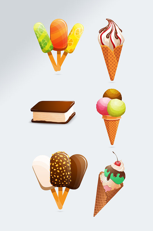 甜筒冰淇淋卡通元素