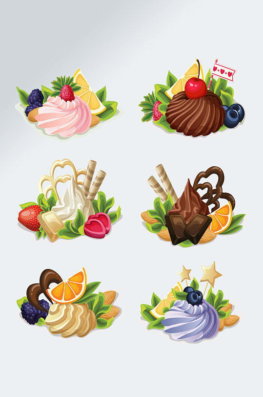 甜筒冰淇淋卡通元素