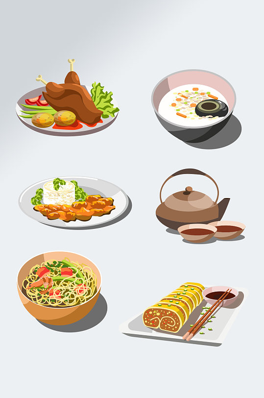 手绘烧鸡美食插画素材
