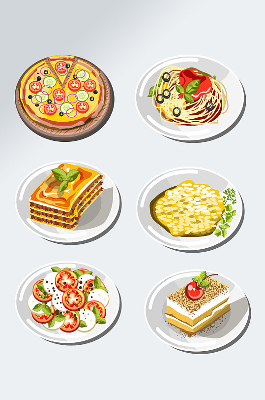 美食插画披萨元素