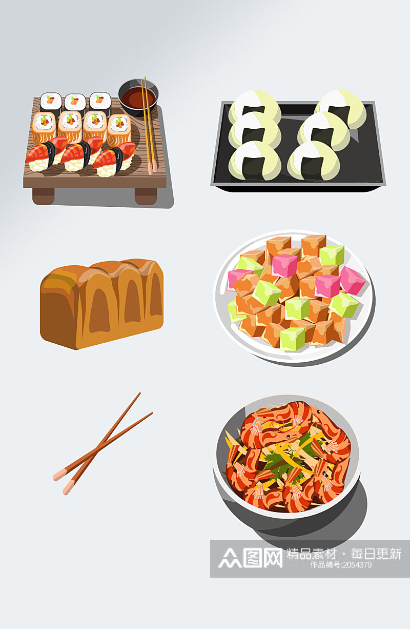 日本料理美食插画元素素材