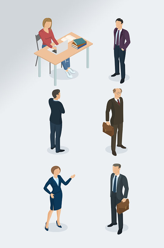 卡通手绘商务办公人物素材