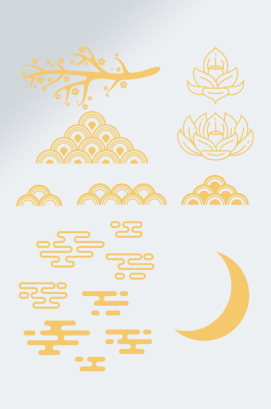 矢量中式花纹祥云元素