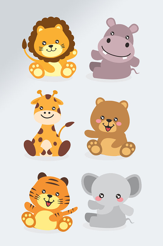 卡通野生动物免扣元素