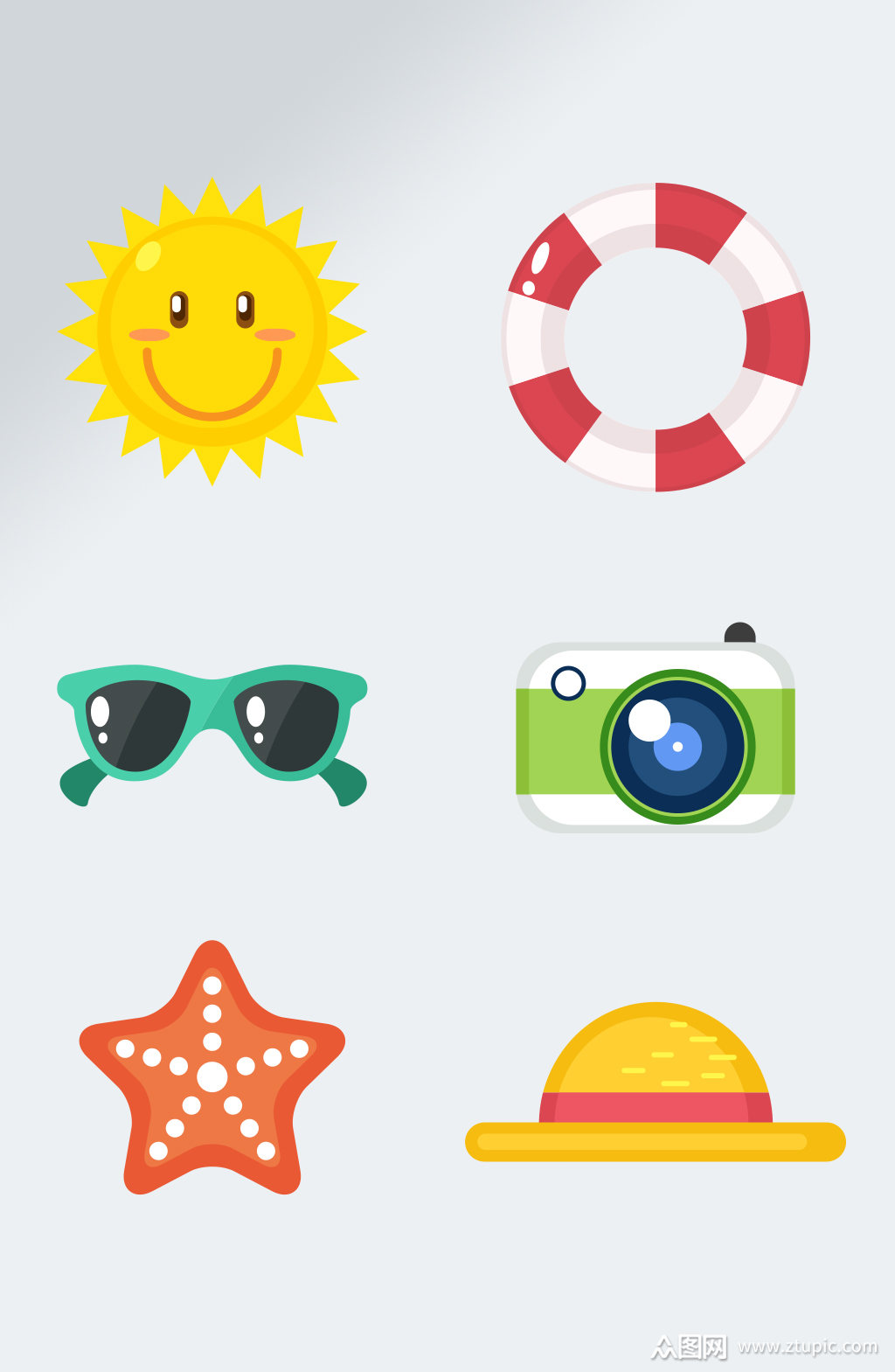 夏天主题沙滩海边元素素材