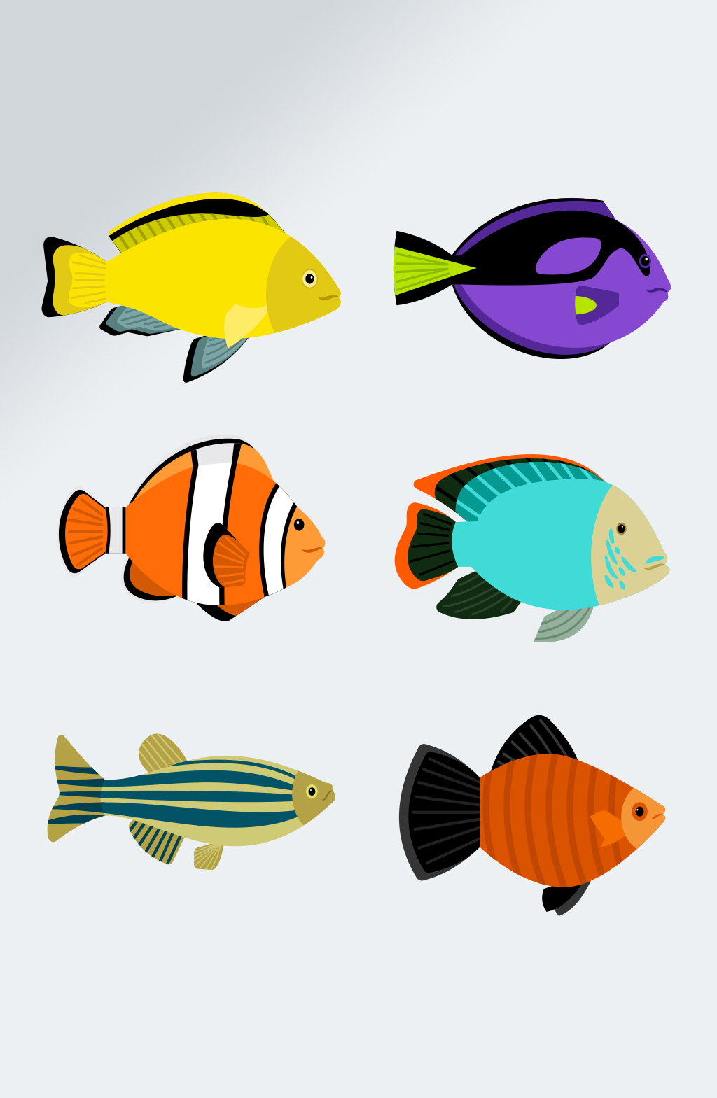 可爱卡通鱼类免抠素材模板下载