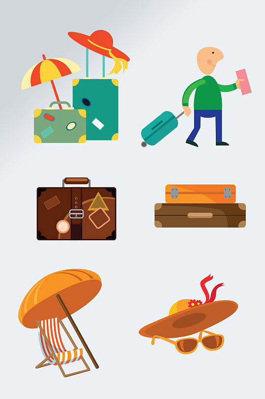 手绘旅游度假矢量元素