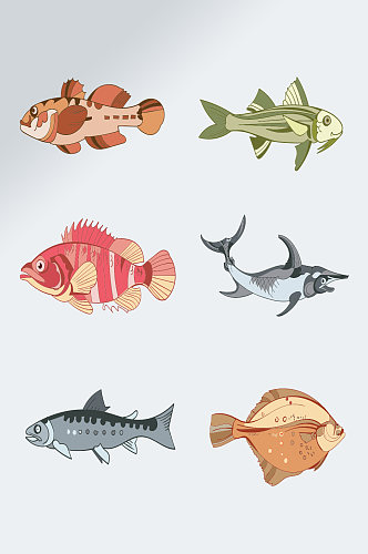 卡通海鱼图案元素