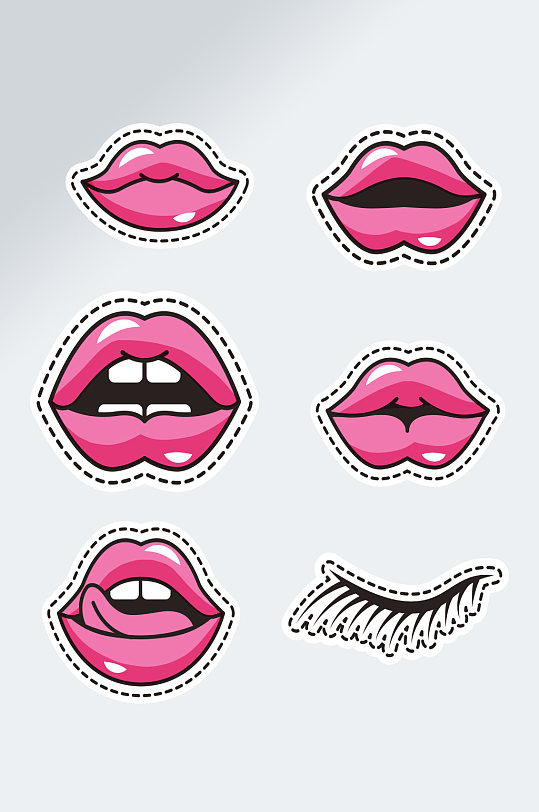 卡通手绘可爱粉色嘴唇素材