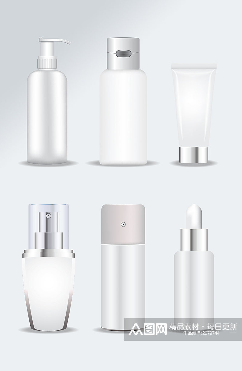 白色化妆品瓶矢量元素素材