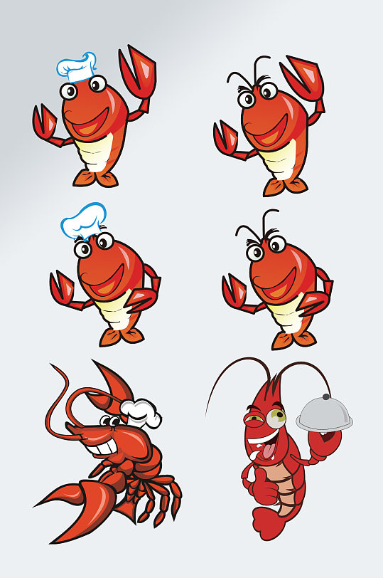 美味海鲜手绘小龙虾素材