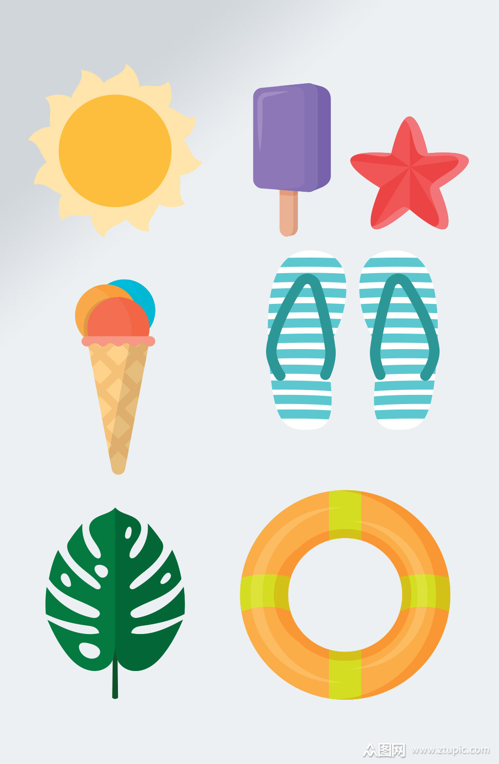 夏天海边游泳小元素