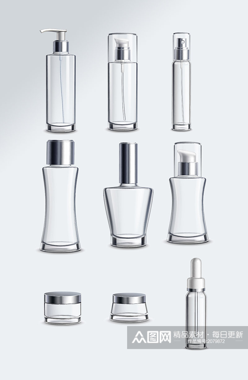 透明化妆品瓶矢量元素素材