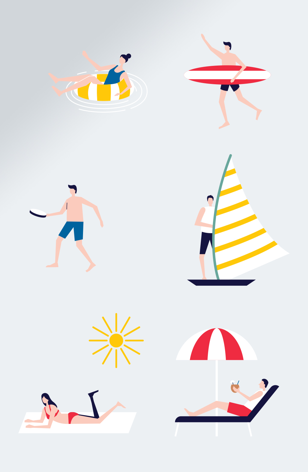 清凉一夏水上运动海边人物素材素材