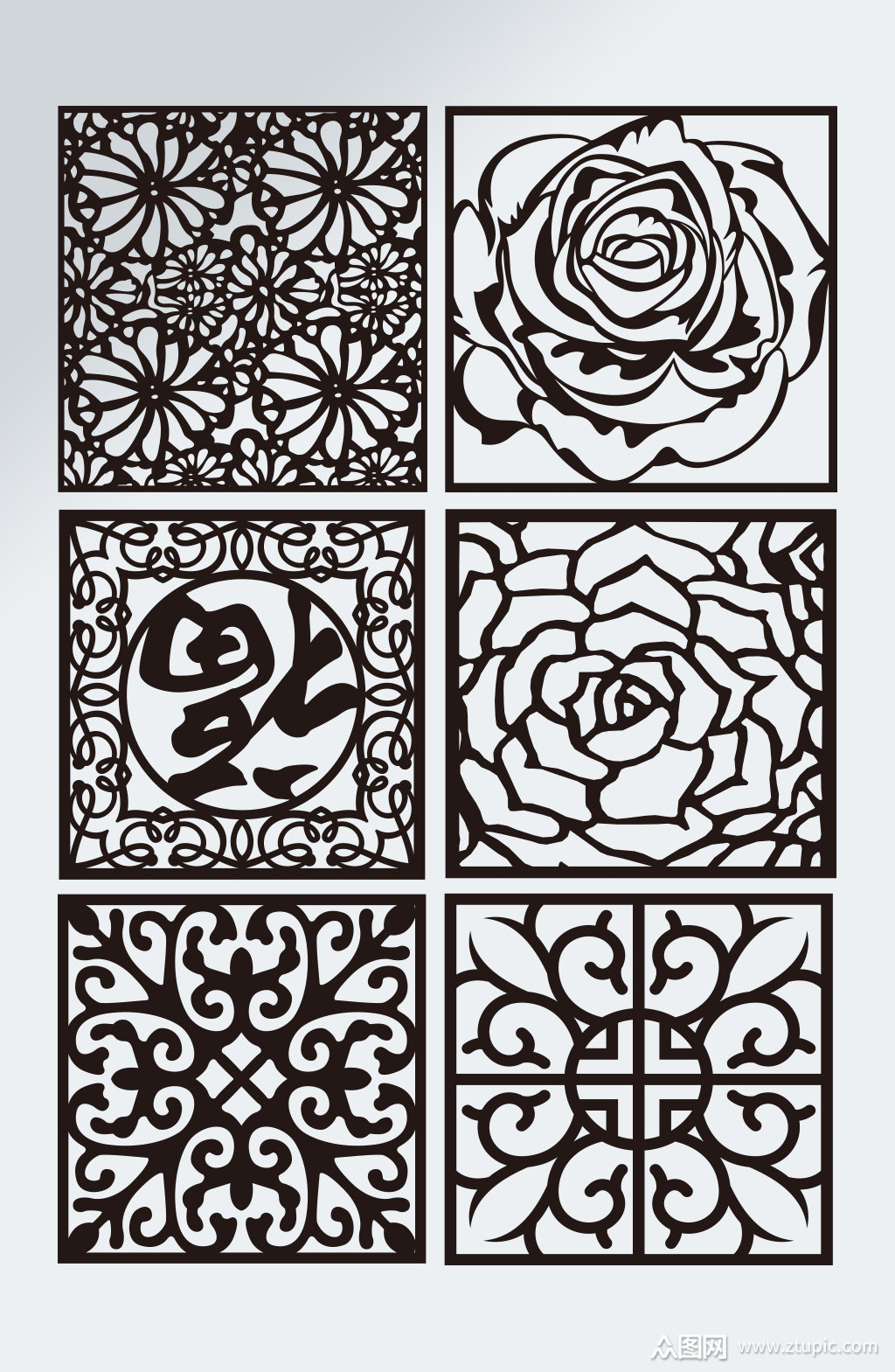 玄关镂空花纹装饰元素素材