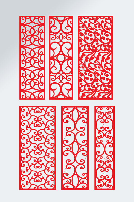 红色欧式镂空雕刻花纹素材