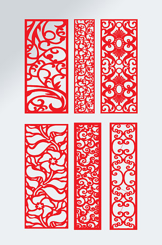 红色欧式镂空雕刻花纹素材