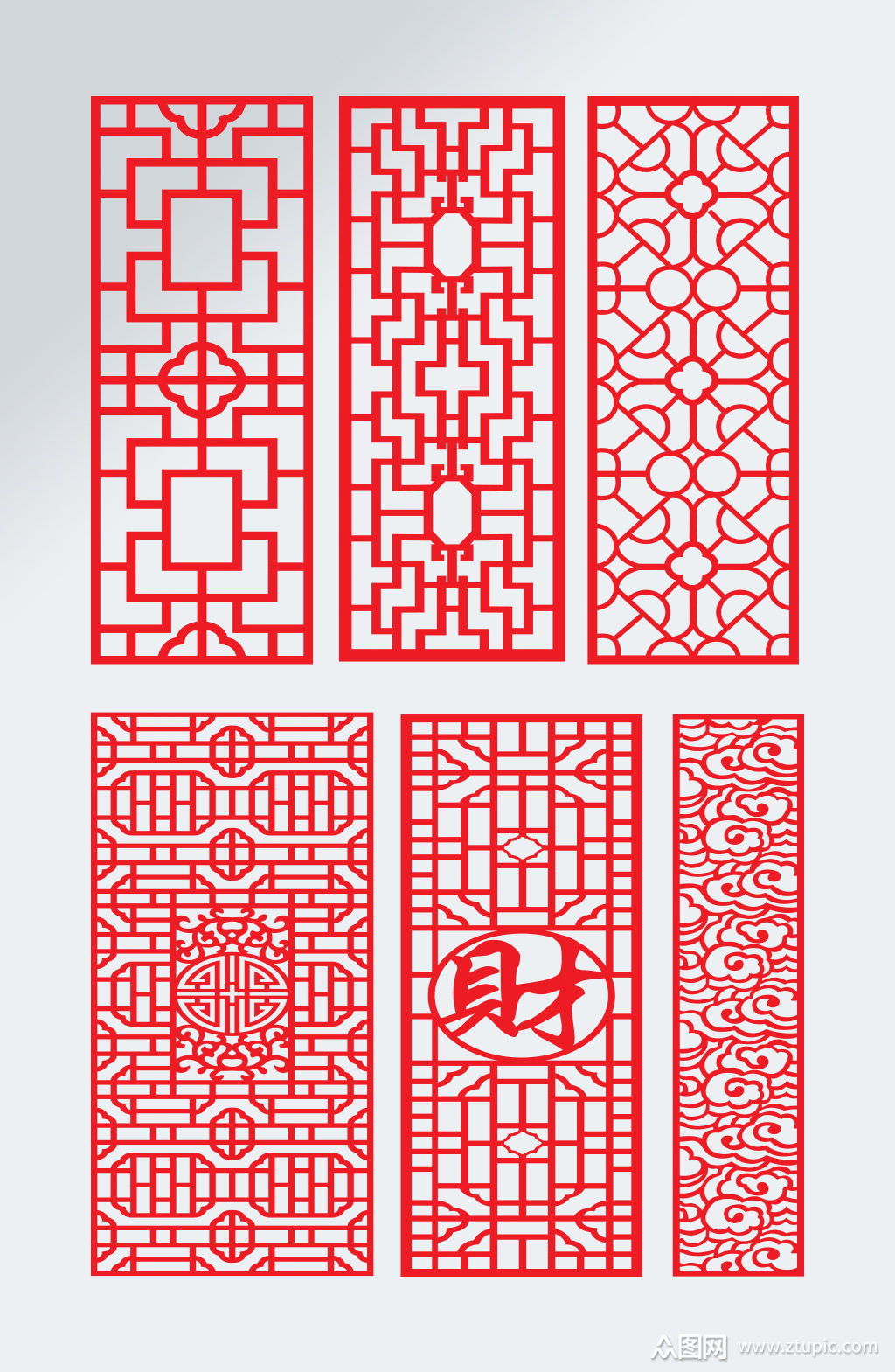 中式雕花隔断镂空花纹素材