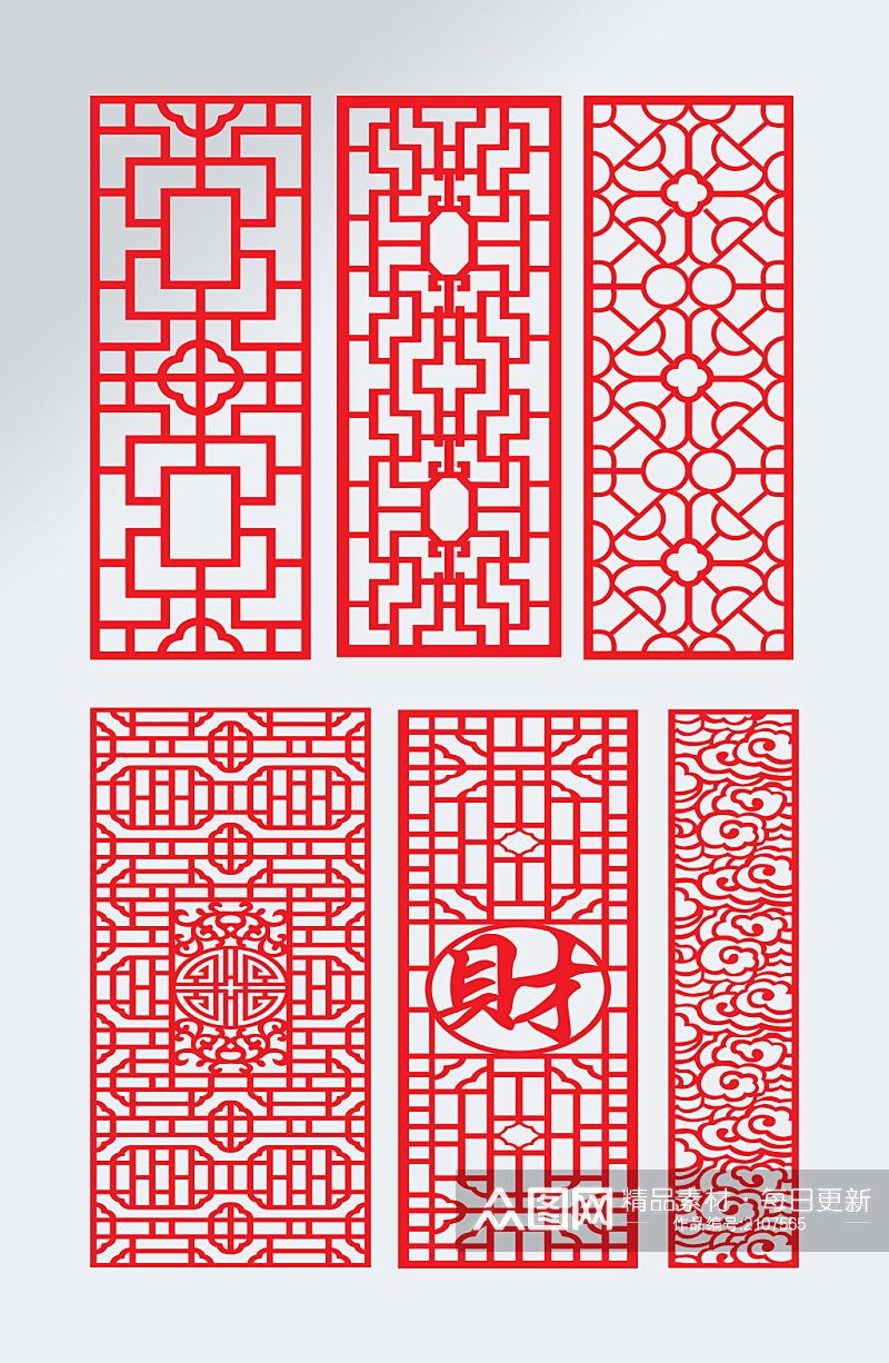 中式雕花隔断镂空花纹素材素材