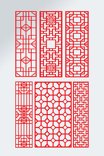 中式雕花隔断镂空花纹素材