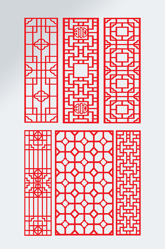 中式雕花隔断镂空花纹素材