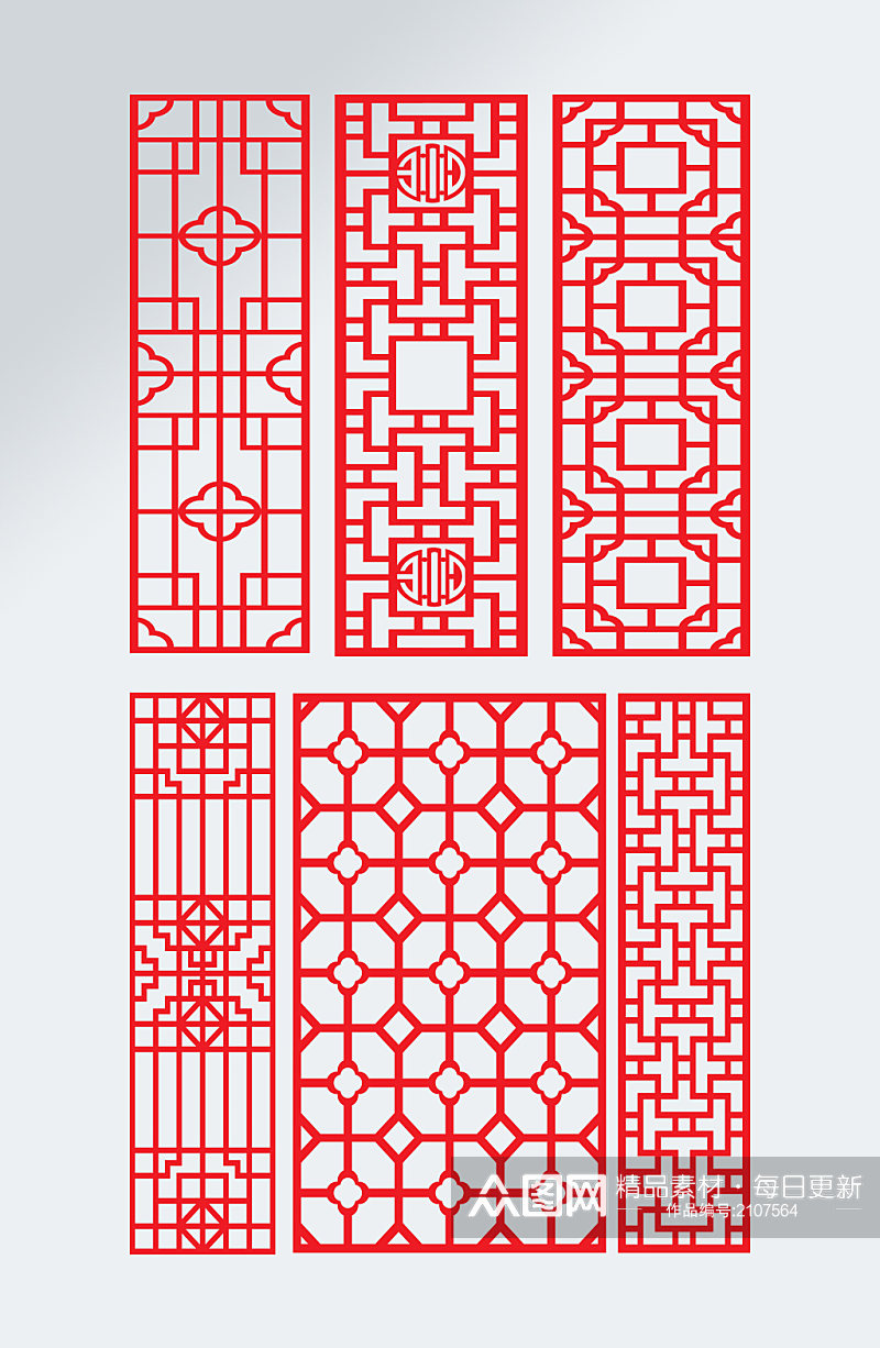 中式雕花隔断镂空花纹素材素材