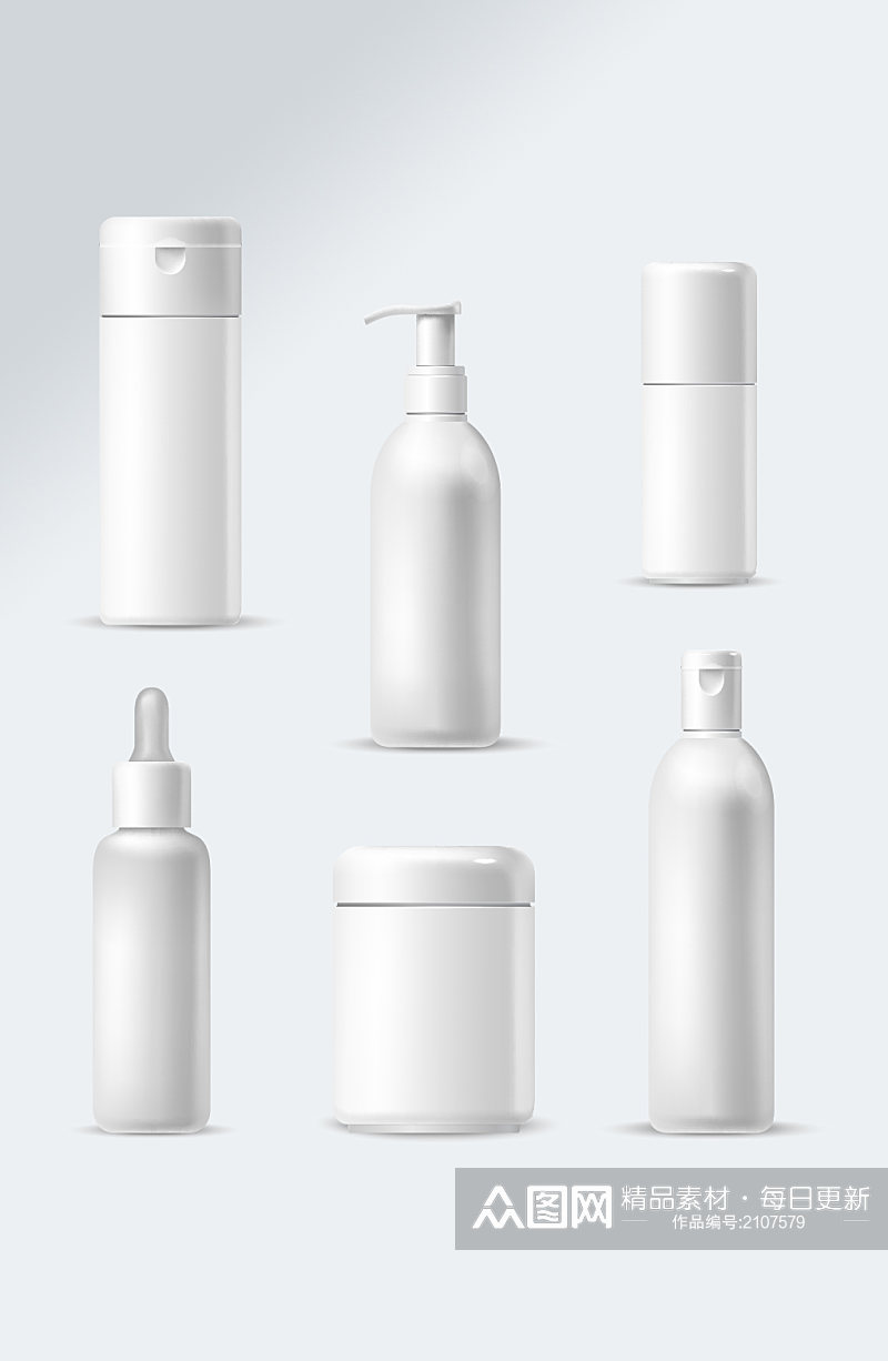 白色手绘化妆品瓶矢量元素素材