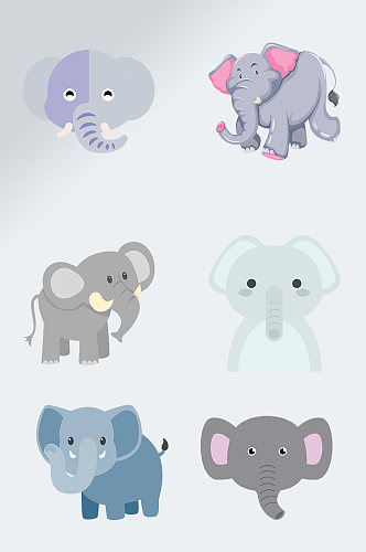可爱卡通大象动物免扣元素