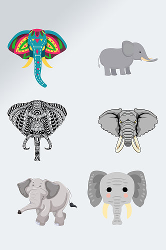 手绘大象动物透明元素
