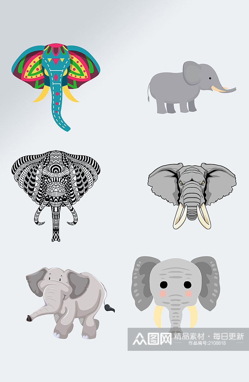 手绘大象动物透明元素素材