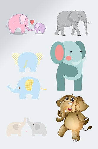 手绘动物大象插画透明元素