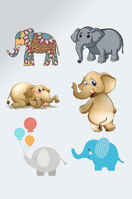 手繪動物大象插畫透明元素