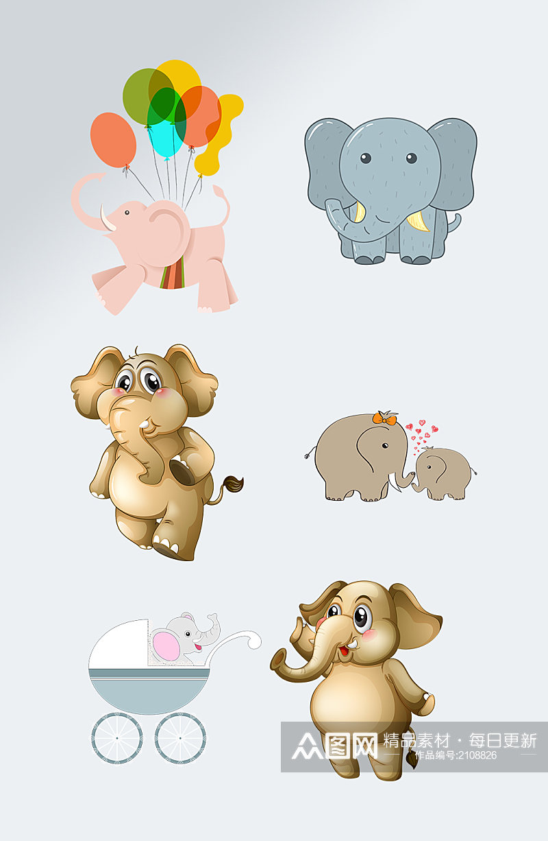 大象插画动物透明元素素材