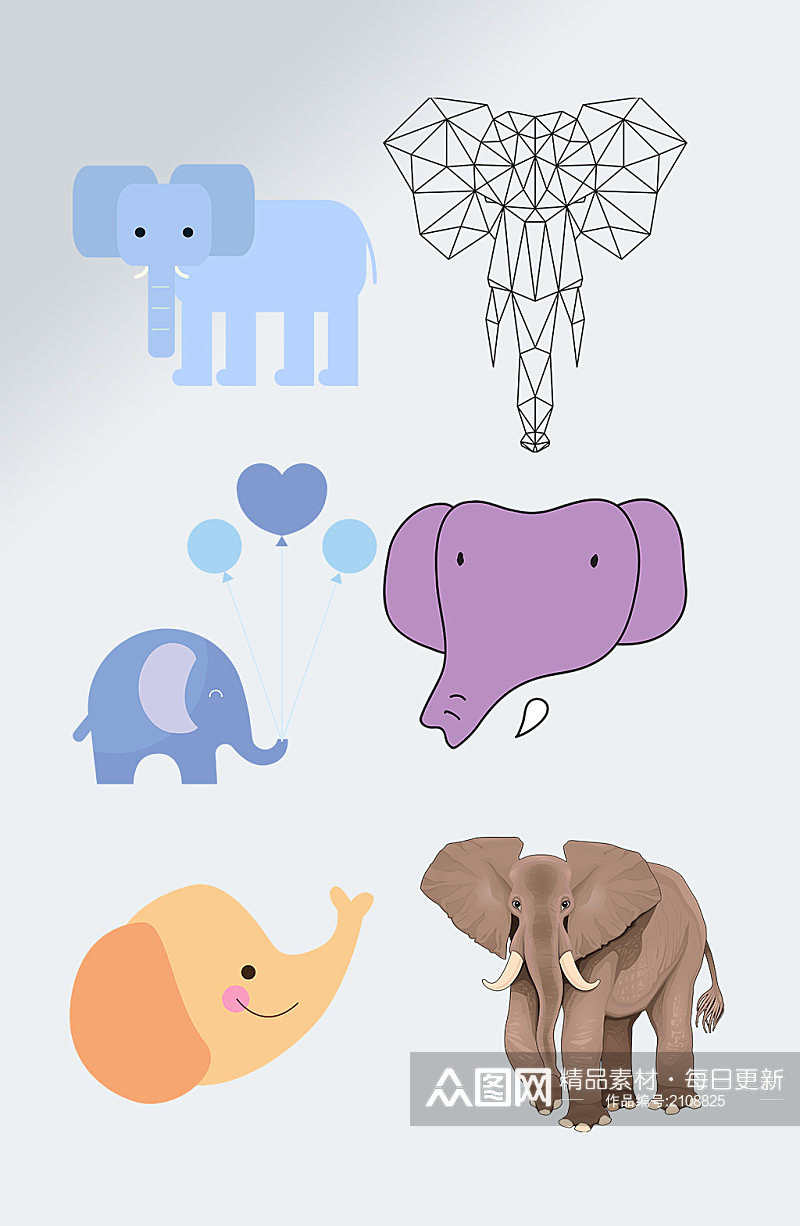 大象插画动物透明元素素材