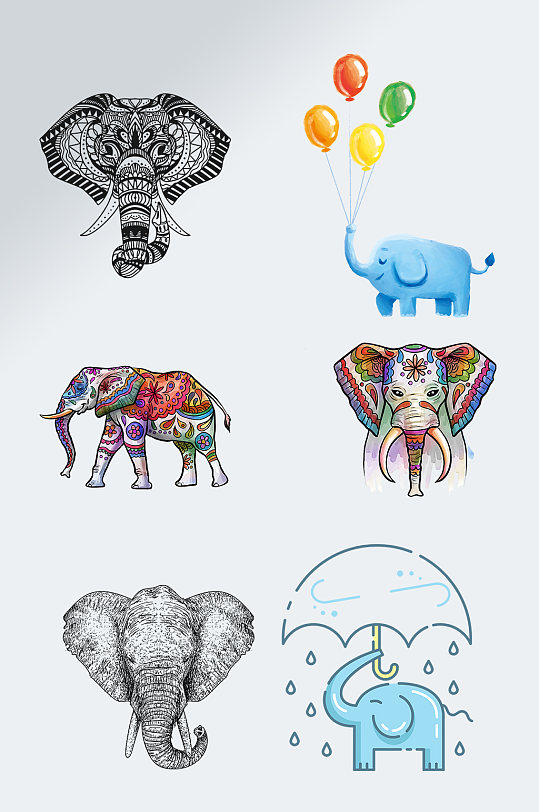 大象插画动物透明元素