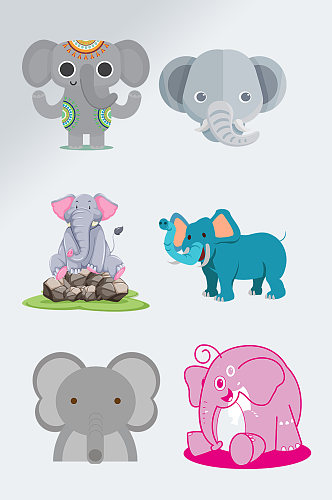 可爱大象插画动物透明元素