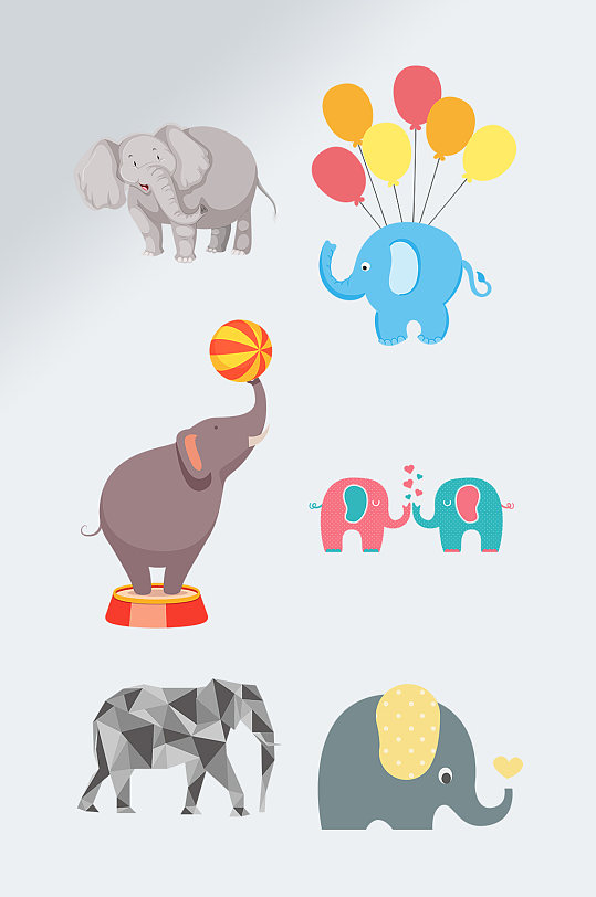 卡通动物园大象免扣元素
