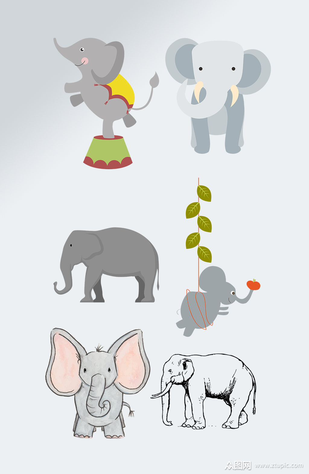 卡通动物园大象免扣元素