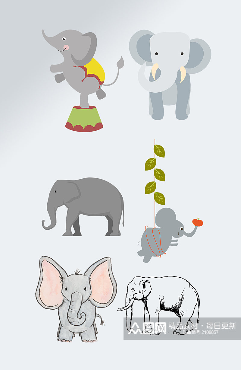 卡通动物园大象免扣元素素材