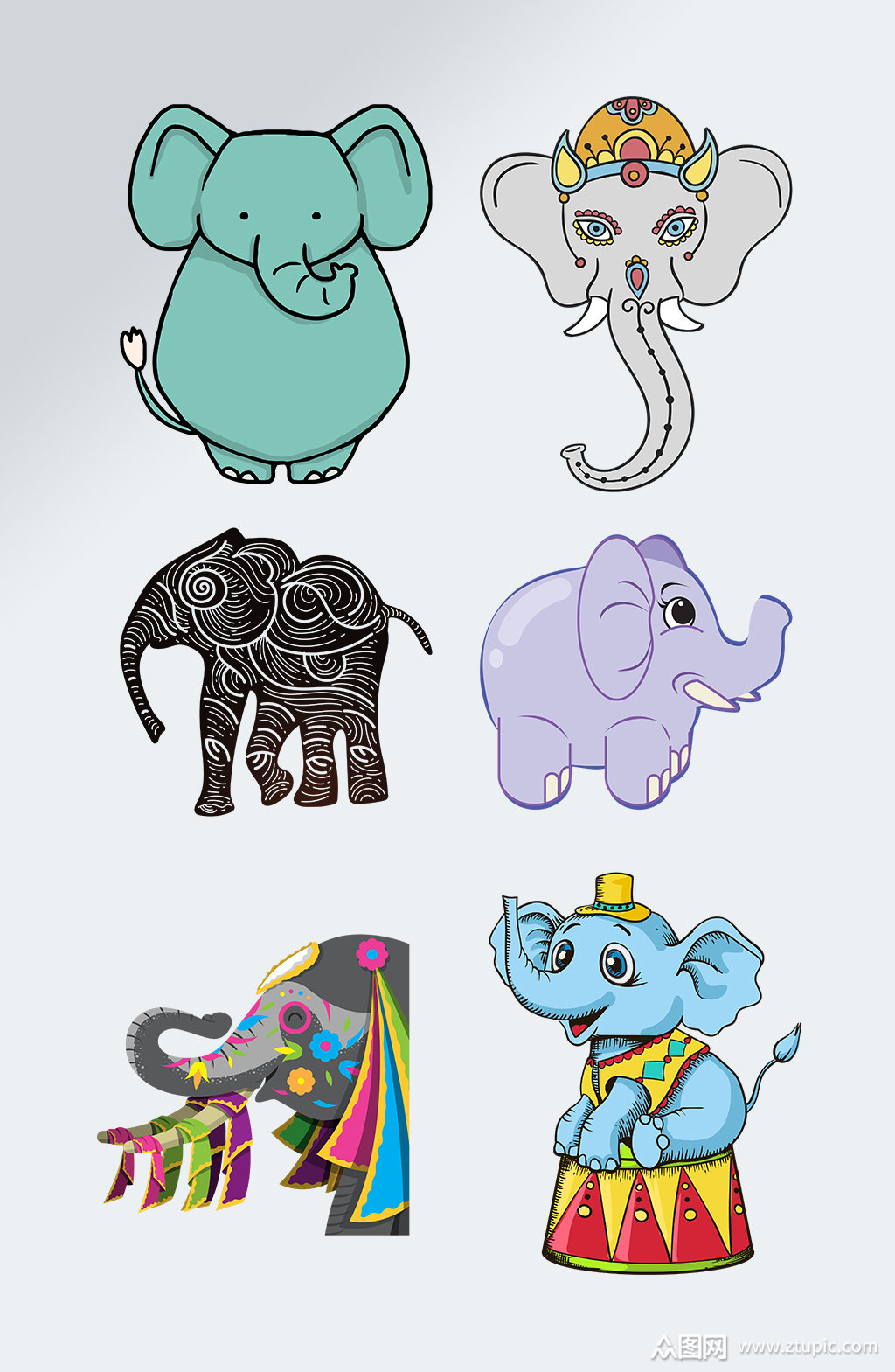 卡通动物园大象免扣元素