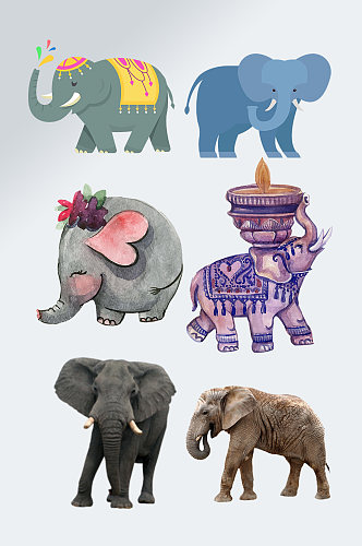 手绘动物园大象素材