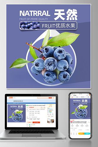 水果新鲜蓝莓促销淘宝主图