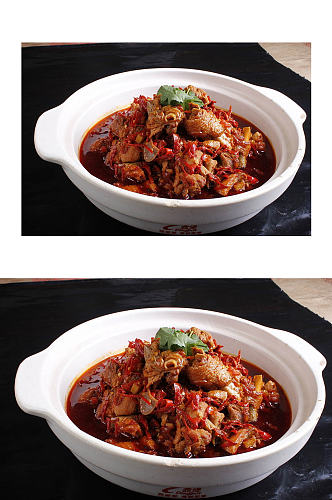 辣椒炒鸡肉美食摄影图片