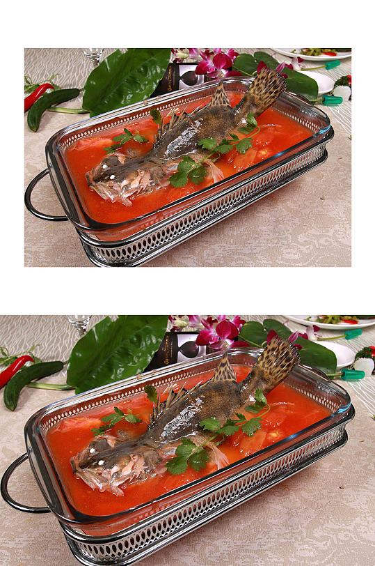 番茄鱼美食摄影图片